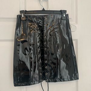 BRAND new lace up latex skirt